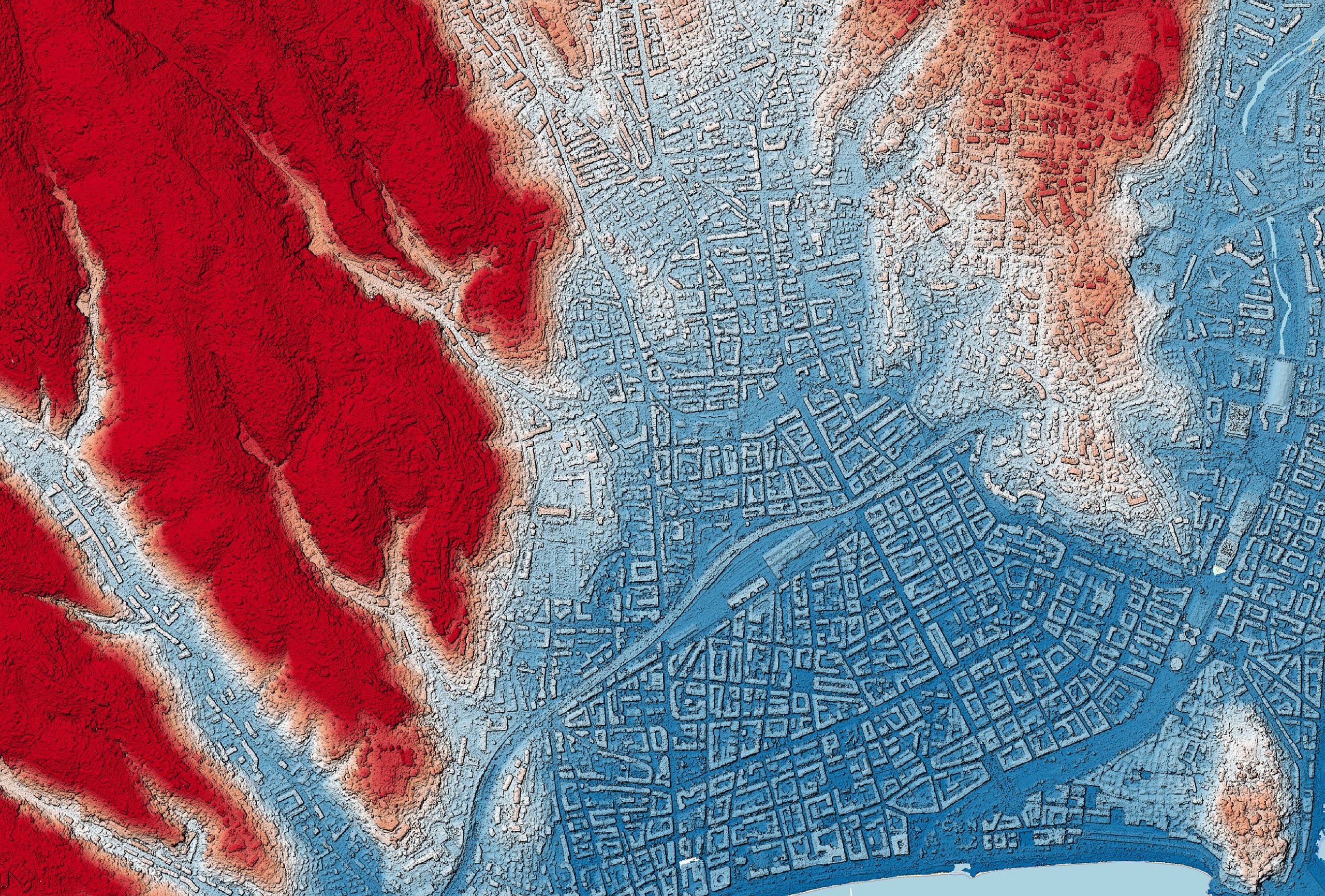 Simulation de modèle numérique de surface (MNS) CO3D sur la ville de Nice. © CNES, 2024