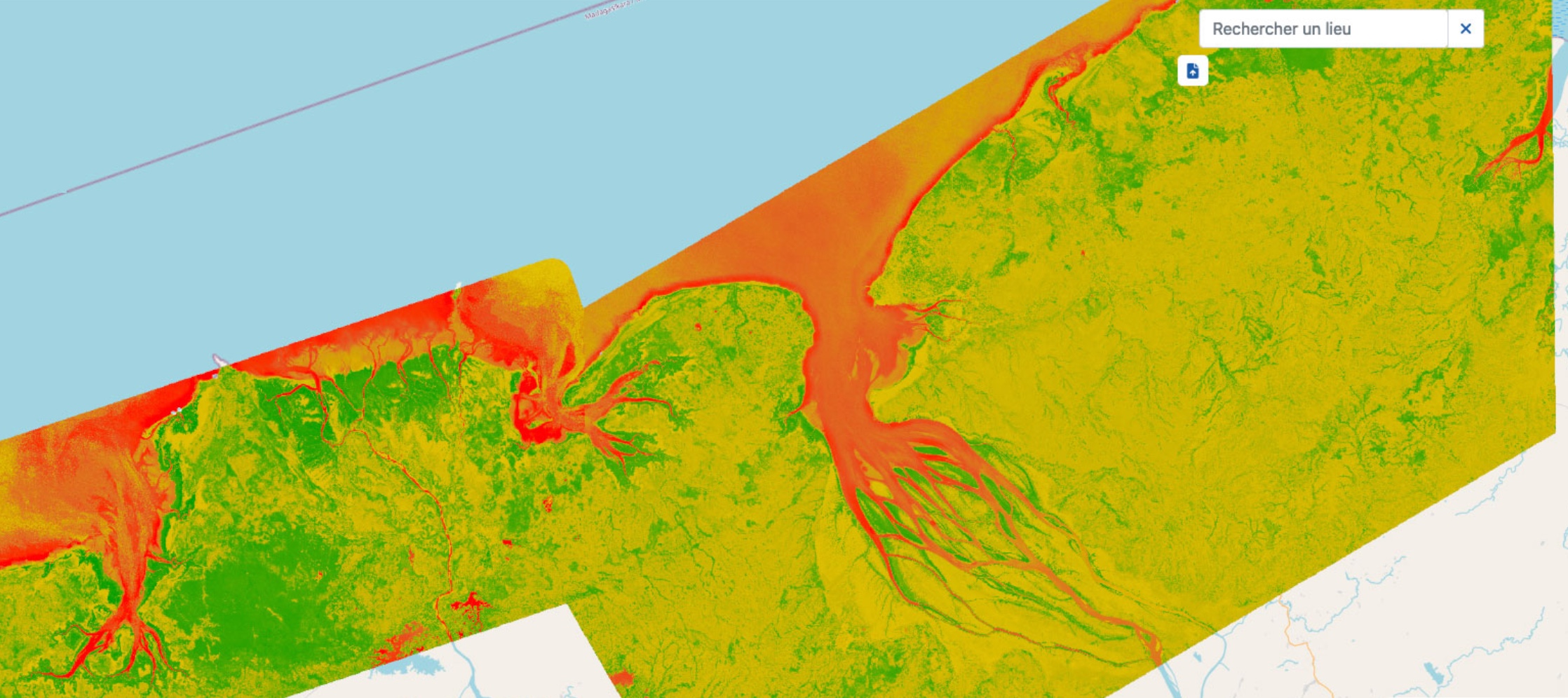 Synthèse mensuelle de l'indice d'humidité NDVI dans la Baie de Bombetoka (Madagascar). © MangMap