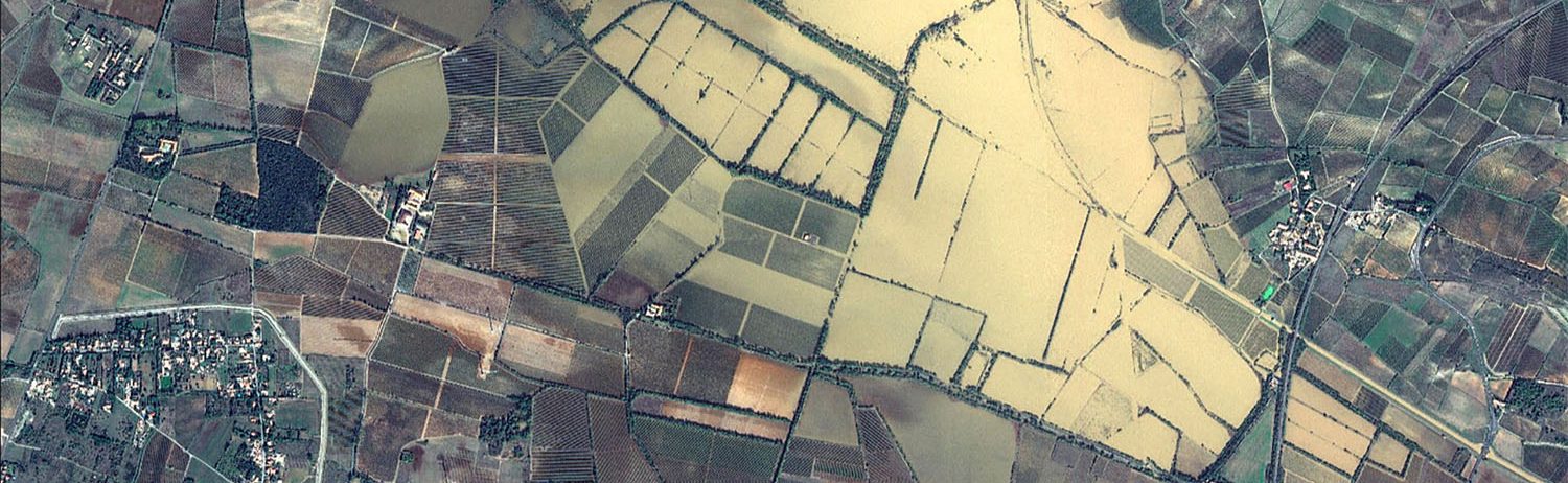 Image satellite Pléiades des inondations au nord de Narbonne (Aude) le 20 octobre 2018