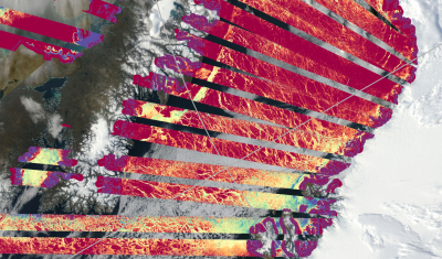 Image satellite montrant la classification d’une zone de banquise à partir de données SWOT